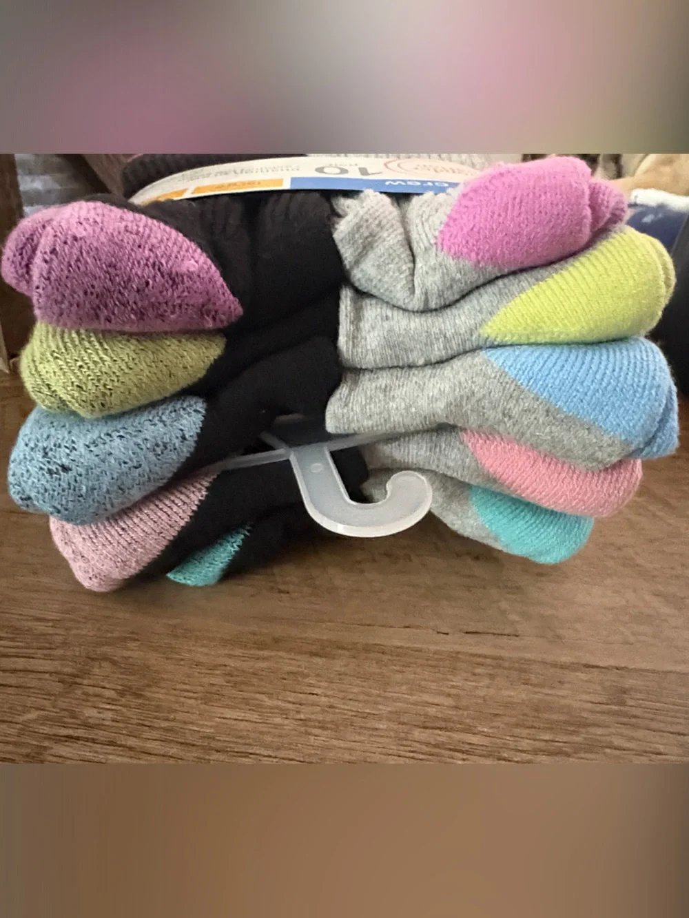 Wonder Nation Girls' Cushion Crew Socks - Gray, Black & Pink Accent